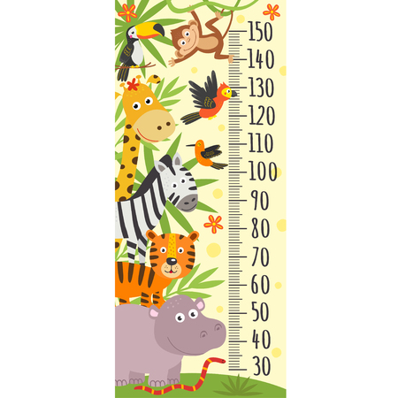 growth measure with jungle animalsのイラスト素材