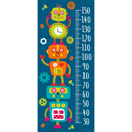 growth measure with colorful robots - vector illustrationのイラスト素材