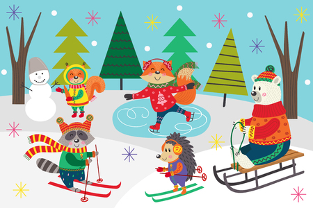 poster winter fun - vector illustrationのイラスト素材