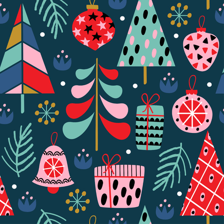 seamless pattern with christmas decorationsのイラスト素材