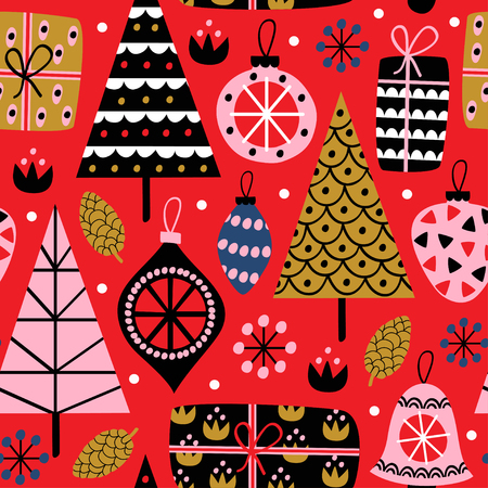 seamless pattern with christmas decorationsのイラスト素材