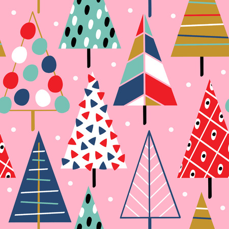 seamless pattern with christmas treesのイラスト素材