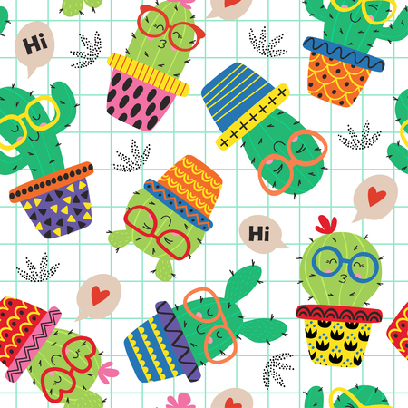 cactus in glasses illustrationのイラスト素材