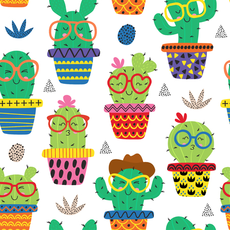 cactus in glasses illustrationのイラスト素材