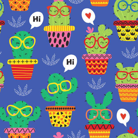 cactus in glasses illustrationのイラスト素材