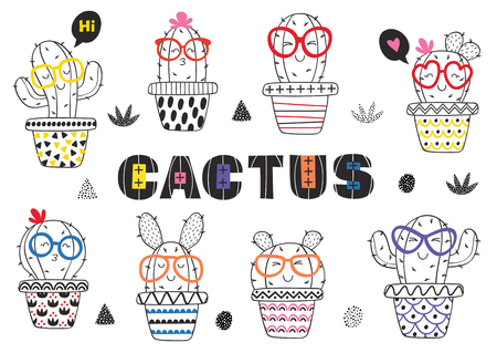 cactus in glasses illustrationのイラスト素材