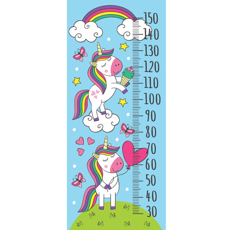 growth with cute little unicorns illustrationのイラスト素材