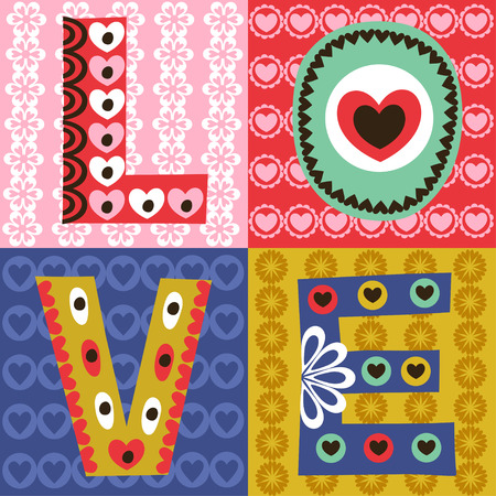 valentine card with word love illustrationのイラスト素材