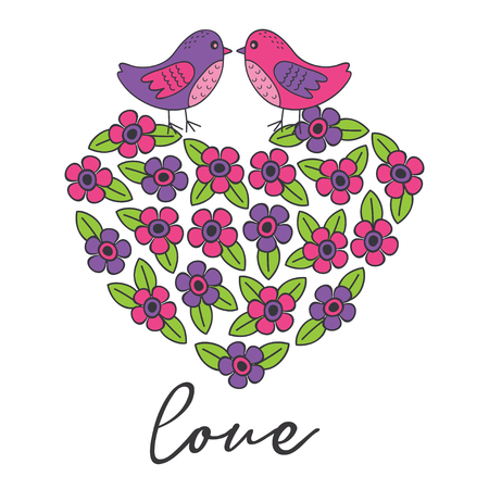 love card with birds illustrationのイラスト素材