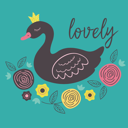 poster with lovely princess black swan illustrationのイラスト素材