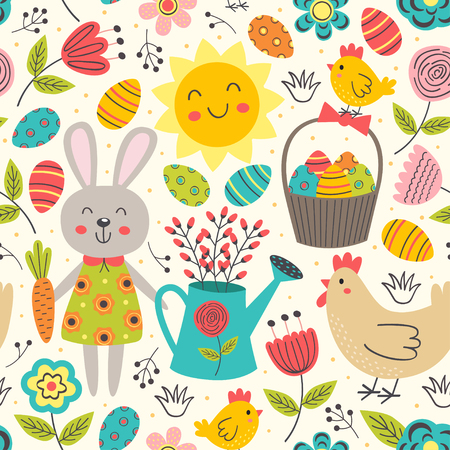 Easter chicken and chicken - vector illustrationのイラスト素材