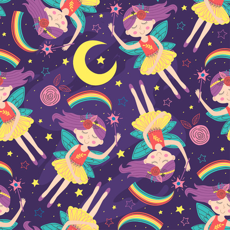 night fairy fairy tale - vector illustrationのイラスト素材
