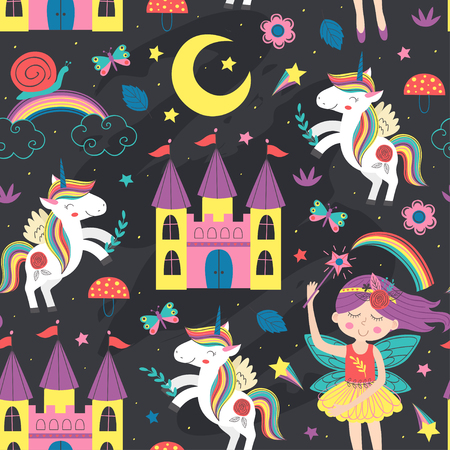 seamless pattern with magic characters - vector illustrationのイラスト素材