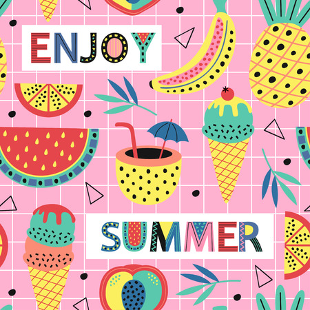 ice cream seamless pattern - vector illustrationのイラスト素材