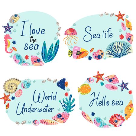 sea life life - vector illustration, epsのイラスト素材