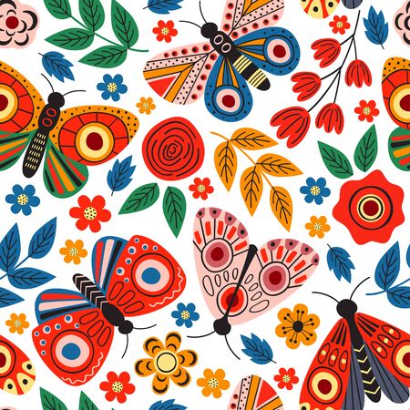 seamless pattern with butterflies - vector illustrationのイラスト素材