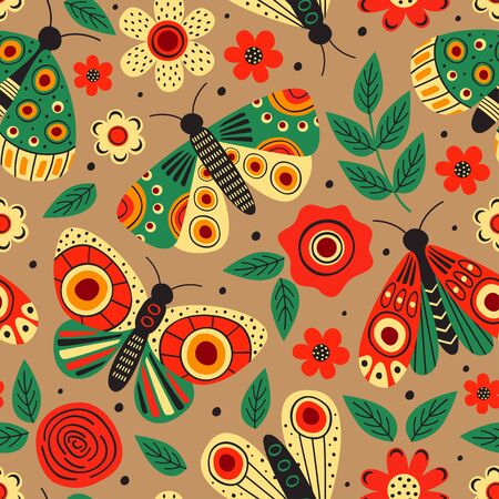 seamless pattern with butterflies - vector illustration,のイラスト素材
