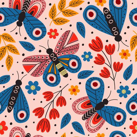 seamless pattern with butterflies- vector illustration,のイラスト素材