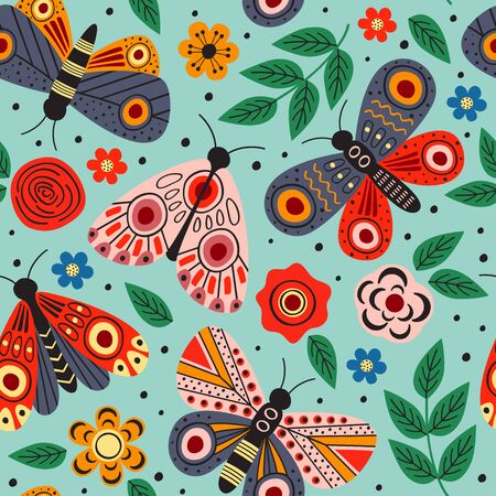 seamless pattern with butterflies - vector illustration,のイラスト素材