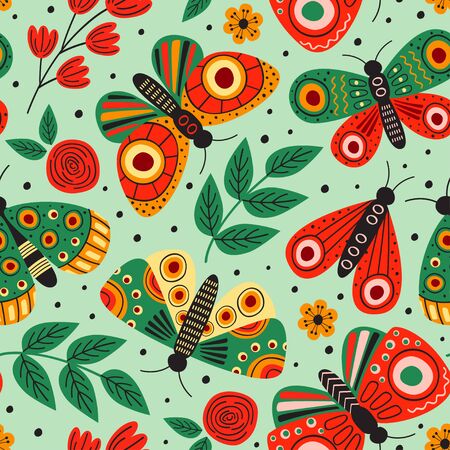 seamless pattern with butterflies - vector illustration,のイラスト素材