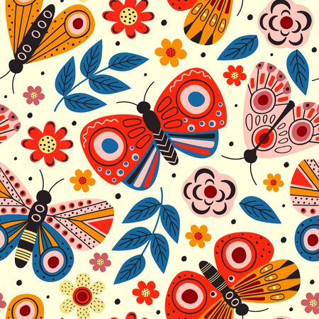 seamless pattern with butterflies - vector illustration,のイラスト素材
