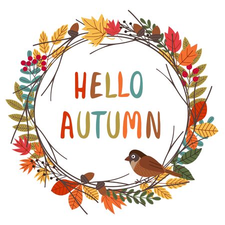 card design with autumn colorful frameのイラスト素材