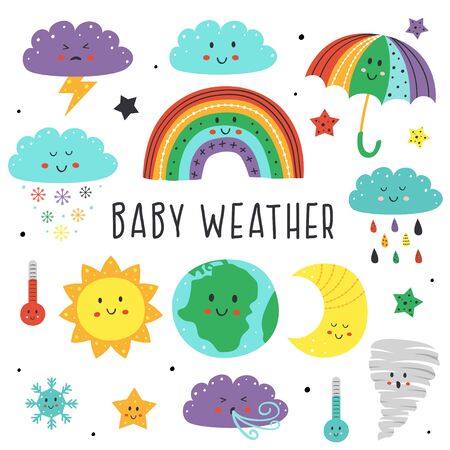 set of isolated elements of baby weather - vector illustration,のイラスト素材