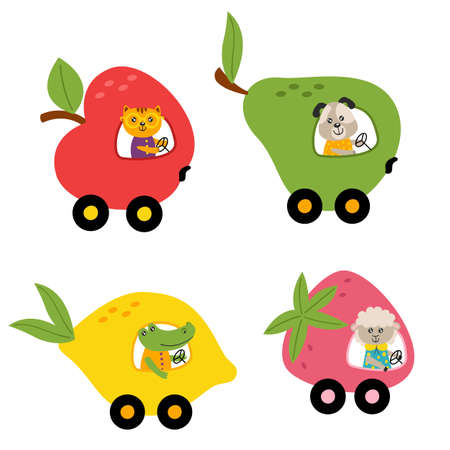 set of isolated animals in the pocketのイラスト素材