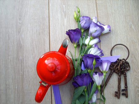 teapot and keysの写真素材