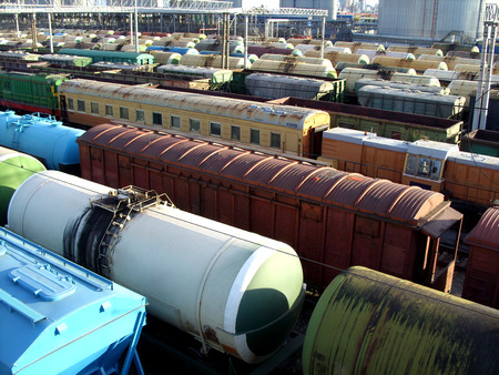 freight cars at the railway stationの写真素材