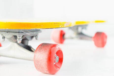 close - up view of the skateboard wheels. the concept of tyre repair