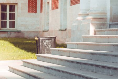 Historical concrete composition of the building-stairsの写真素材