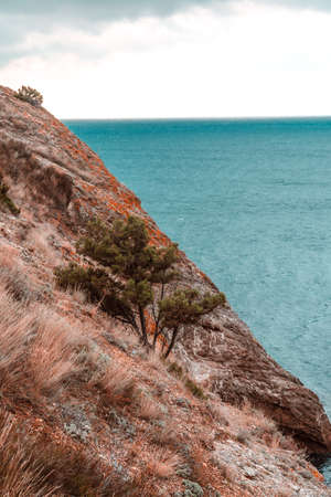 Mountain landscape with views of the seaの写真素材