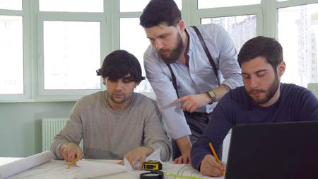 Architect team seeks a sollution on projectの写真素材