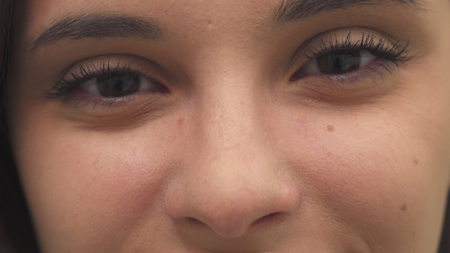 Girl opens her eyes