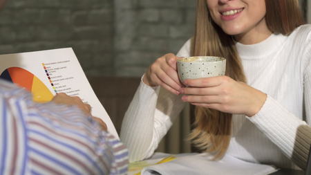 Cropped shot of a cheerfu businesswoman having a meeting with her colleagueの写真素材