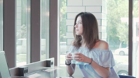 Lovely woman meeting her best friend at the coffee shop