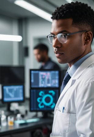 A male doctor working in a clinical setting, focusing on healthcare services and patient care.の素材