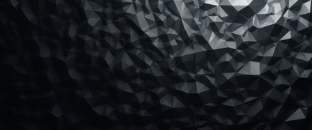 A dark, abstract polygonal texture creating a three-dimensional effect, designed with a sharp, geometric pattern.の素材