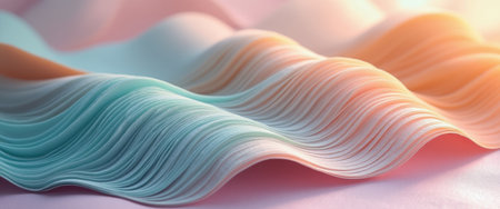 The image showcases delicate, flowing layers of fabric in soothing pastel hues, evoking a sense of tranquility and elegance. The gentle curves and soft light enhance the ethereal quality, inviting viewers to immerse themselves in this calming visual experience.の素材