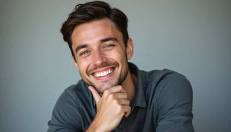 Cheerful young man smiling with confidenceの素材
