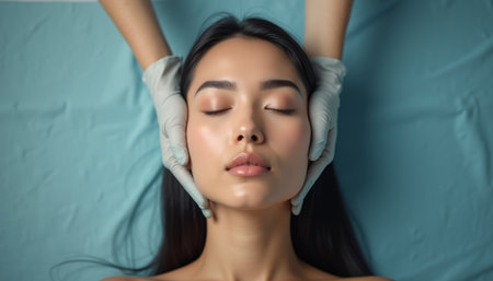 Gentle facial treatment in a serene spa settingの素材