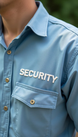 Close-up of a security officers uniformの素材
