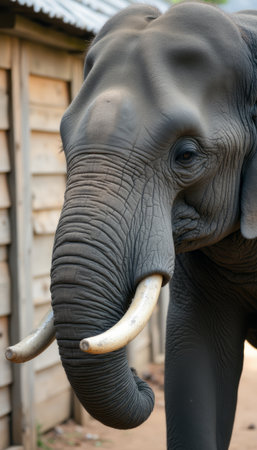 Majestic elephant showcasing its impressive tusksの素材