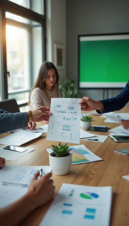 Collaborative business meeting with data analysisの素材