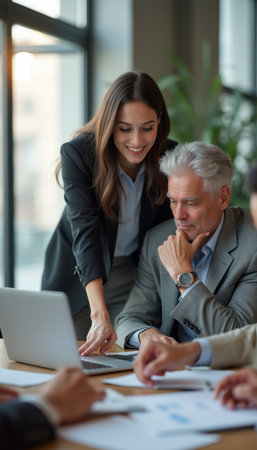 Collaborative business meeting with engaged professionalsの素材