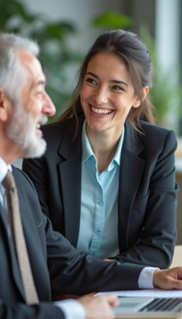 Professional colleagues sharing a joyful momentの素材