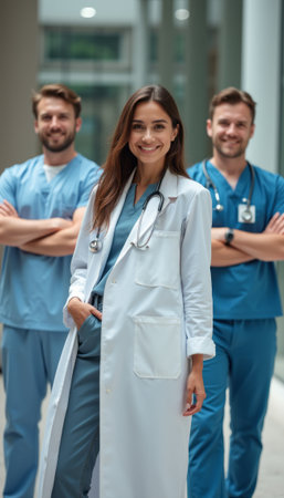 Confident healthcare team smiling togetherの素材