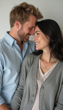 Joyful couple sharing a tender momentの素材