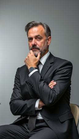 Confident businessman in a sleek suitの素材